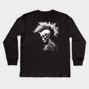 Mohican Punk Skull Kids Long Sleeve T-Shirt